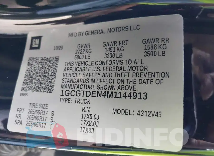 1GCGTDEN4M1144913 Photo# 9
