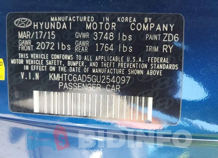 KMHTC6AD5GU254097 Photo# 9
