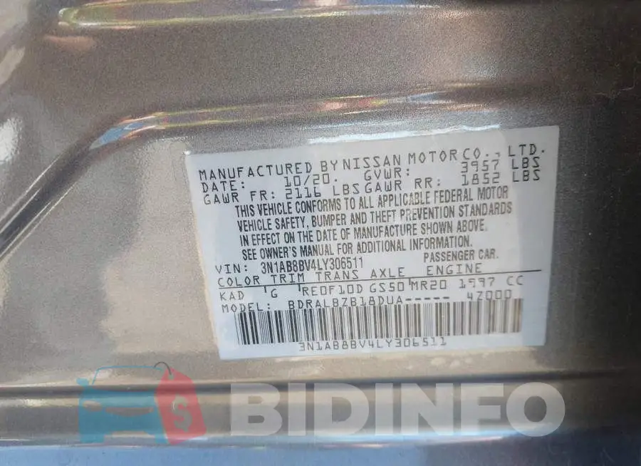 3N1AB8BV4LY306511 Photo# 9