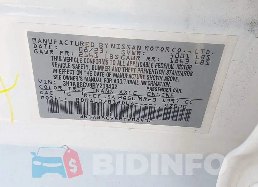 3N1AB8CV8RY208492 Photo# 9