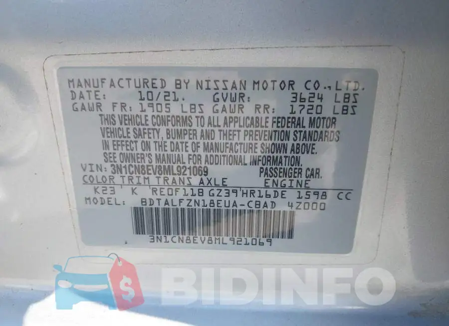 3N1CN8EV8ML921069 Photo# 9