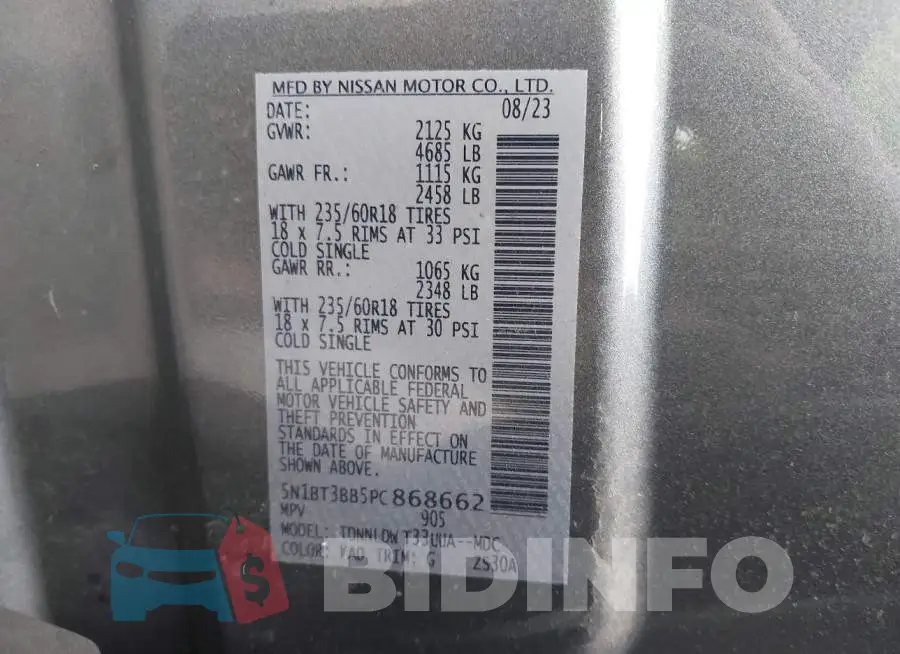 5N1BT3BB5PC868662 Photo# 9
