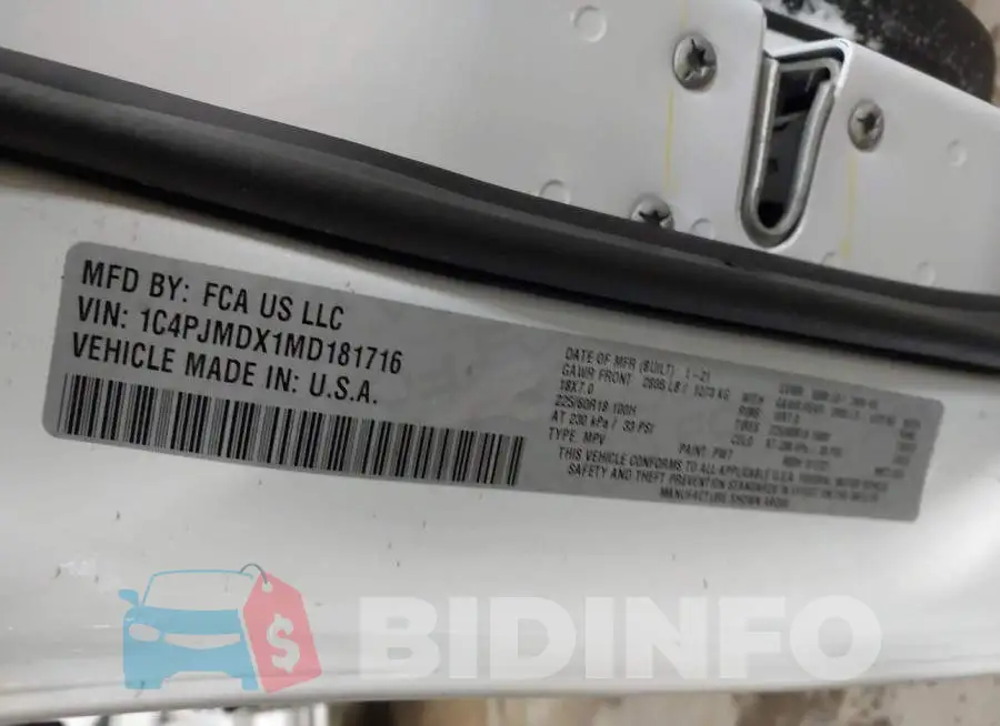 1C4PJMDX1MD181716 Photo# 9