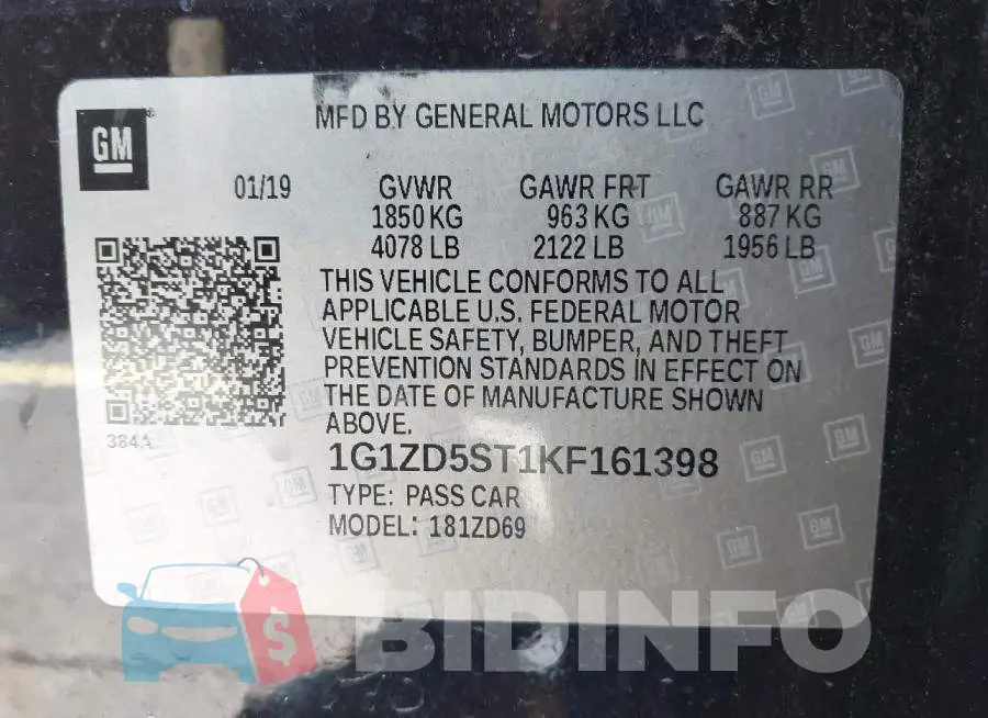 1G1ZD5ST1KF161398 Photo# 9