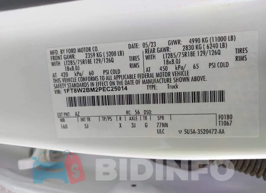 1FT8W2BM2PEC25014 Photo# 8