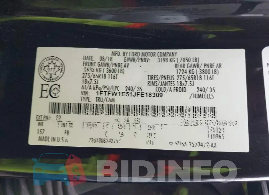 1FTFW1E51JFE18309 Photo# 9