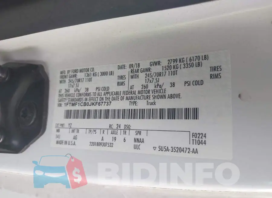 1FTMF1CB0JKF67737 Photo# 9