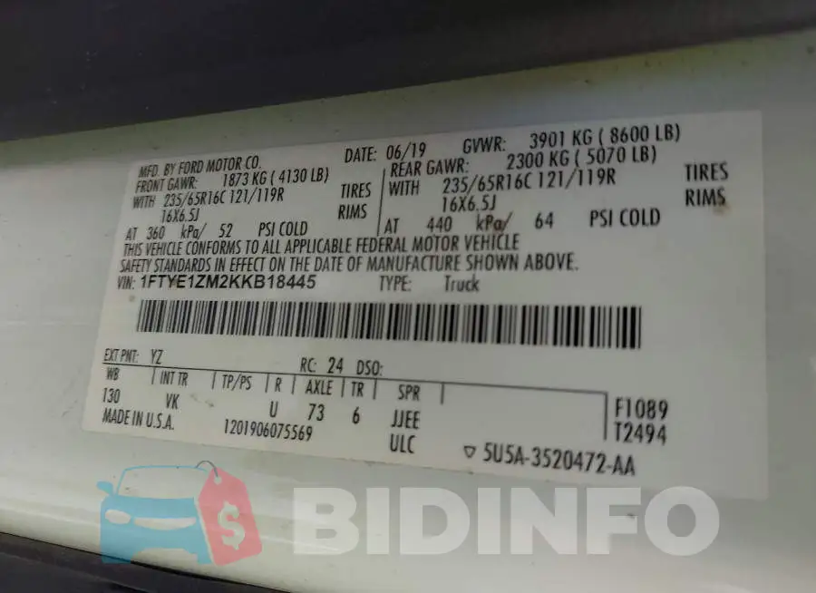 1FTYE1ZM2KKB18445 Photo# 9
