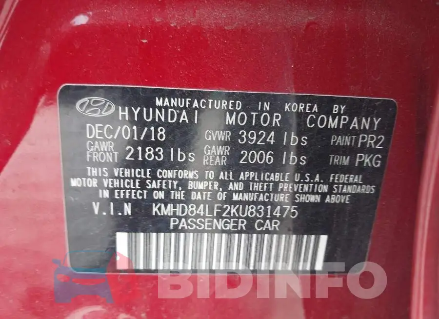 KMHD84LF2KU831475 Photo# 9
