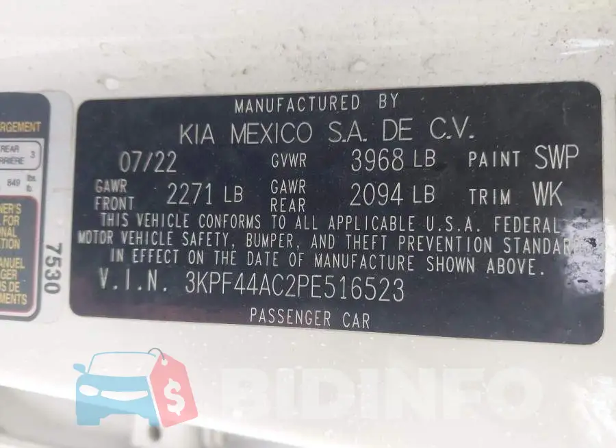 3KPF44AC2PE516523 Photo# 9