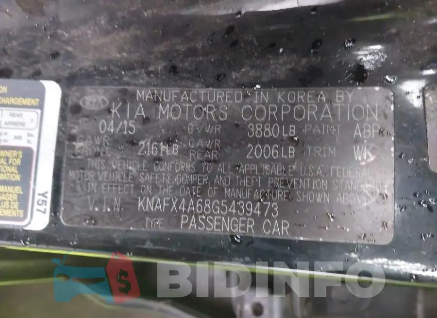 KNAFX4A68G5439473 Photo# 9