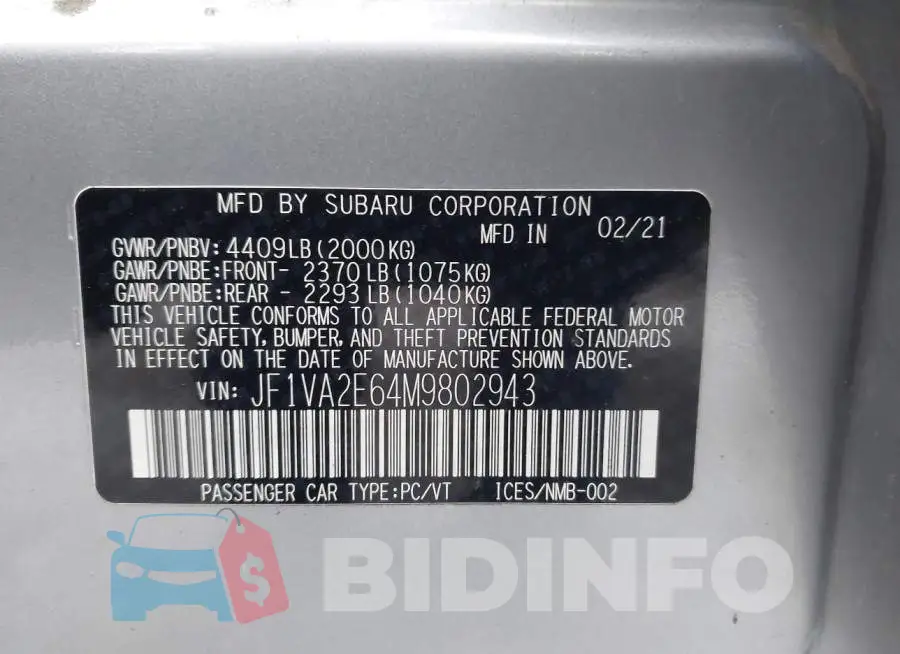 JF1VA2E64M9802943 Photo# 9