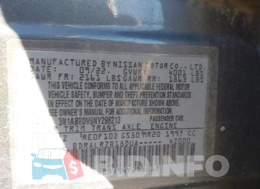 3N1AB8DV9NY298213 Photo# 9
