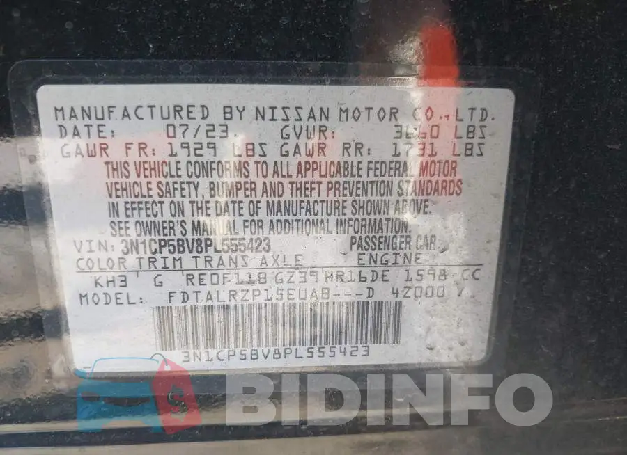 3N1CP5BV8PL555423 Photo# 9