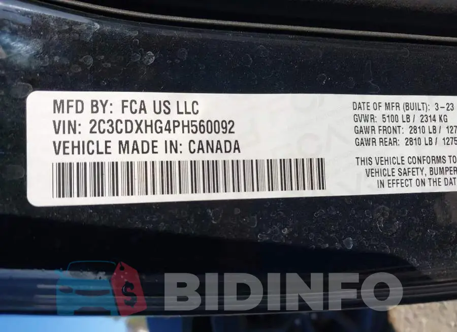 2C3CDXHG4PH560092 Photo# 9