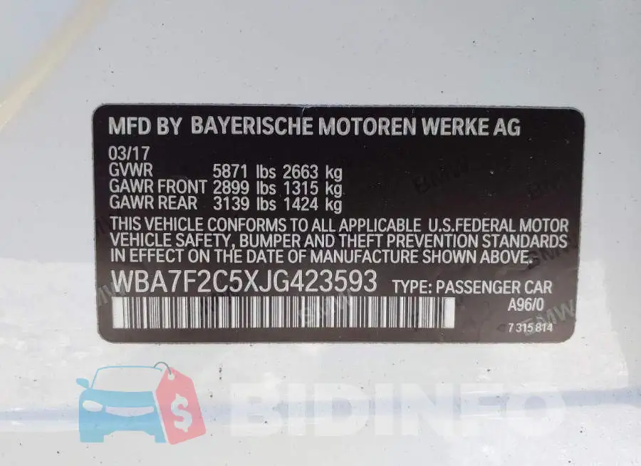 WBA7F2C5XJG423593 Photo# 9