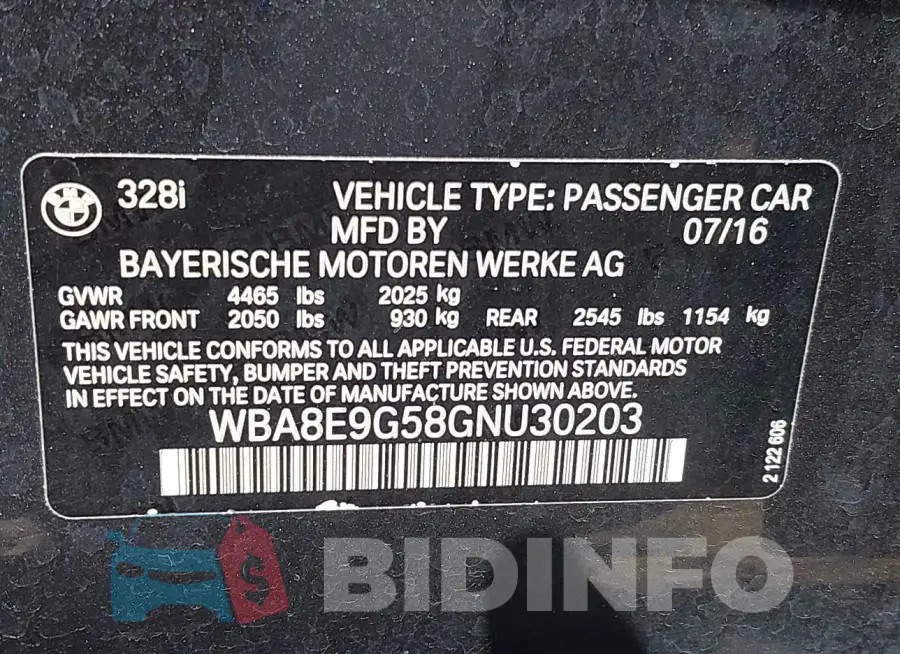 WBA8E9G58GNU30203 Photo# 9