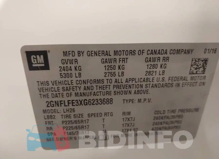 2GNFLFE3XG6233688 Photo# 9