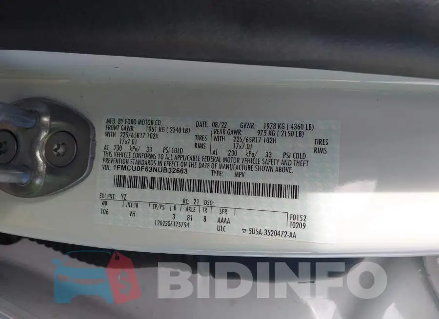 1FMCU0F63NUB32663 Photo# 18