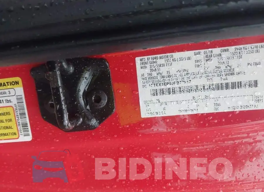 1FTEX1EP9JFB77917 Photo# 9