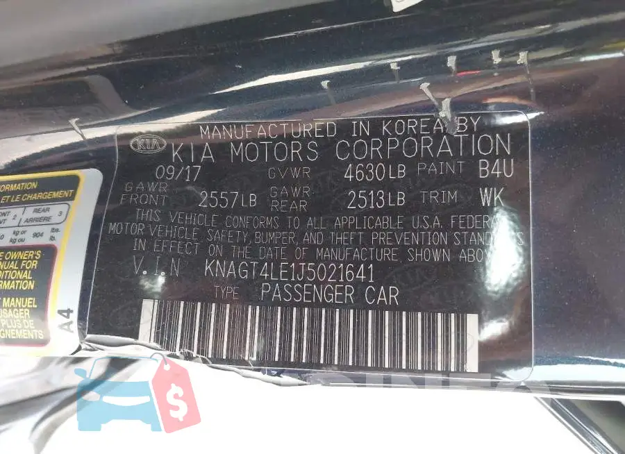 KNAGT4LE1J5021641 Photo# 9