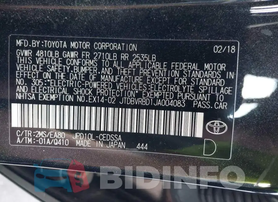 JTDBVRBD1JA004083 Photo# 9