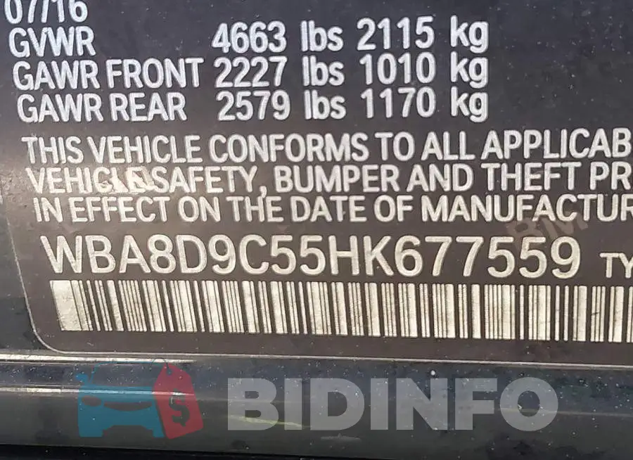 WBA8D9C55HK677559 Photo# 9