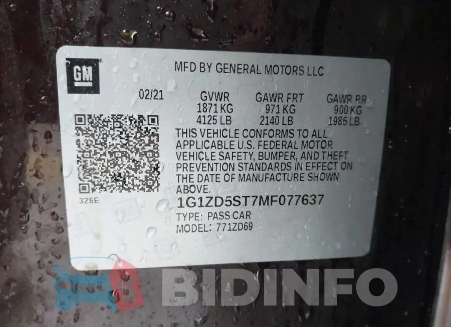 1G1ZD5ST7MF077637 Photo# 9