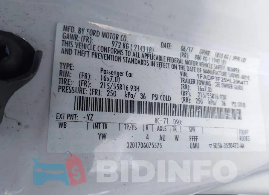 1FADP3F25HL296477 Photo# 9
