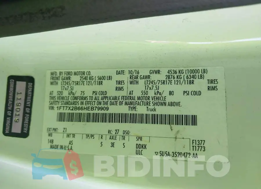 1FT7X2B66HEB79909 Photo# 9