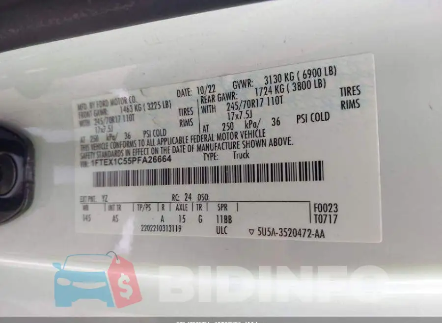 1FTEX1C55PFA26664 Photo# 9