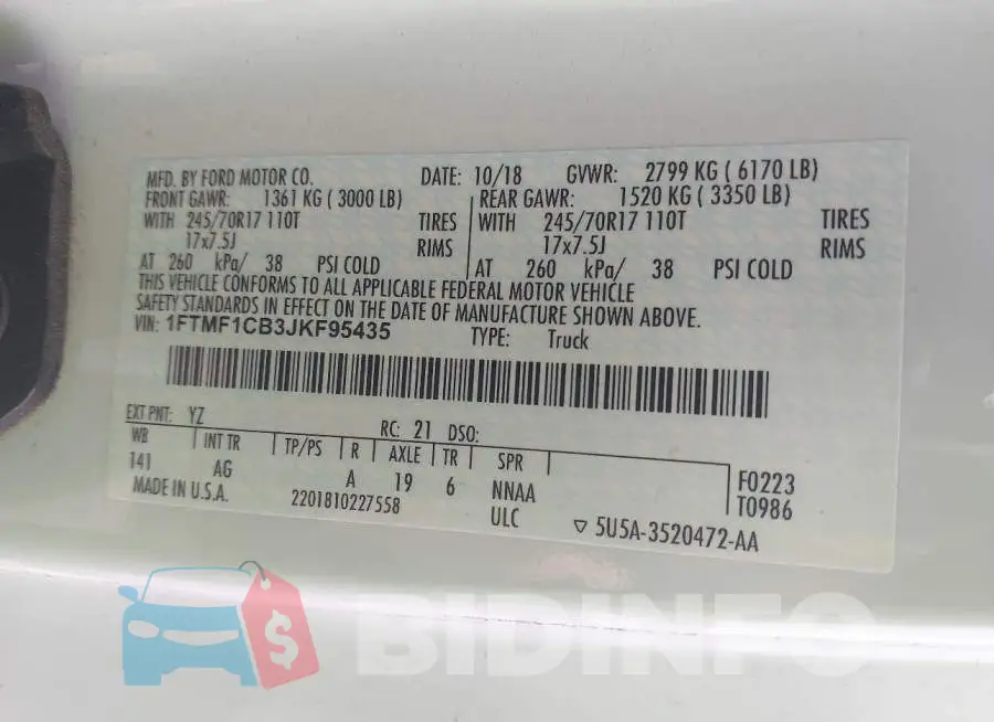 1FTMF1CB3JKF95435 Photo# 9