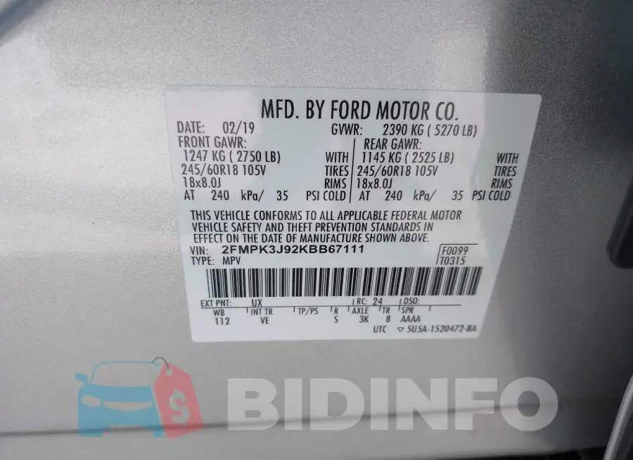 2FMPK3J92KBB67111 Photo# 9