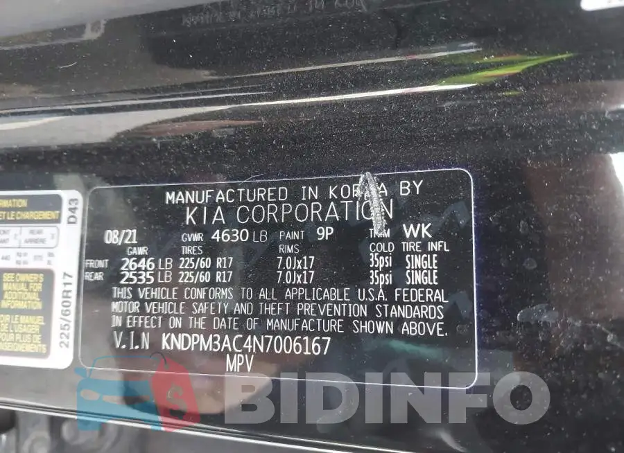 KNDPM3AC4N7006167 Photo# 9
