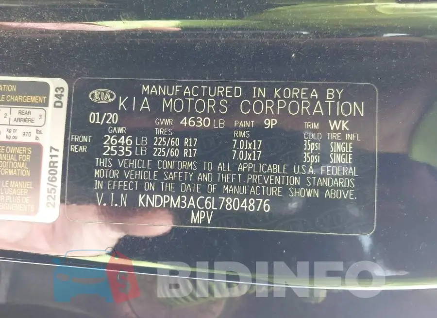 KNDPM3AC6L7804876 Photo# 9