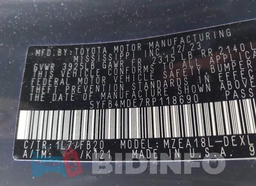5YFB4MDE7RP118690 Photo# 9