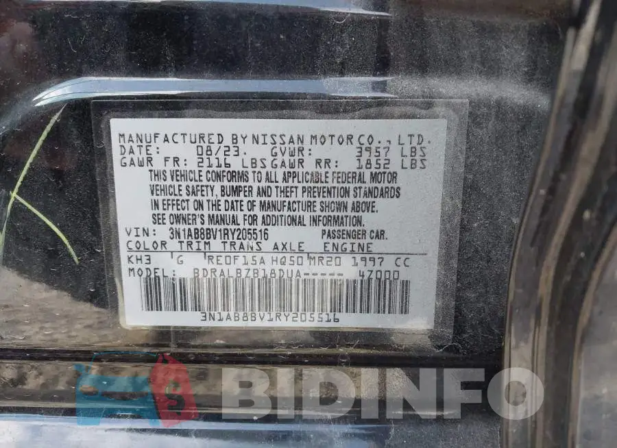 3N1AB8BV1RY205516 Photo# 9