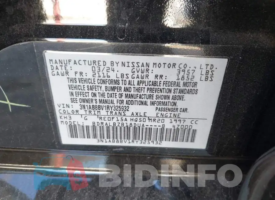 3N1AB8BV1RY325932 Photo# 9