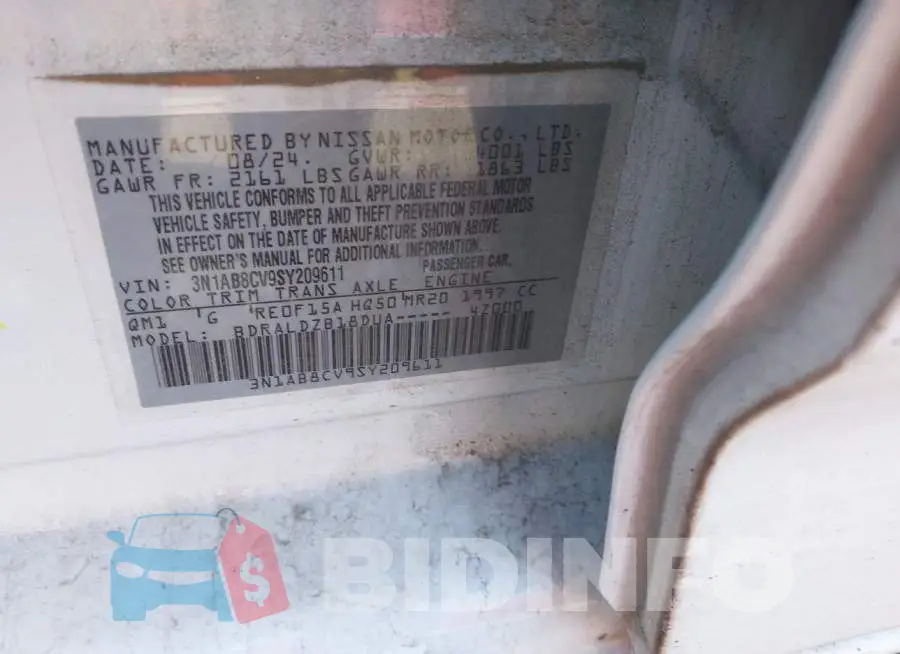 3N1AB8CV9SY209611 Photo# 9