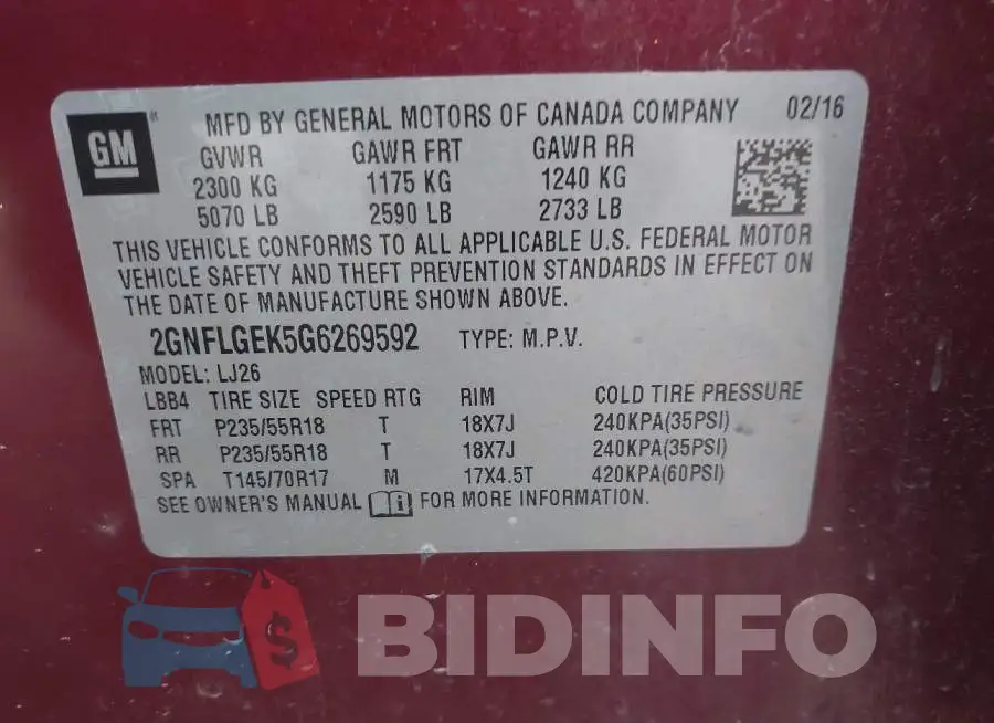 2GNFLGEK5G6269592 Photo# 9