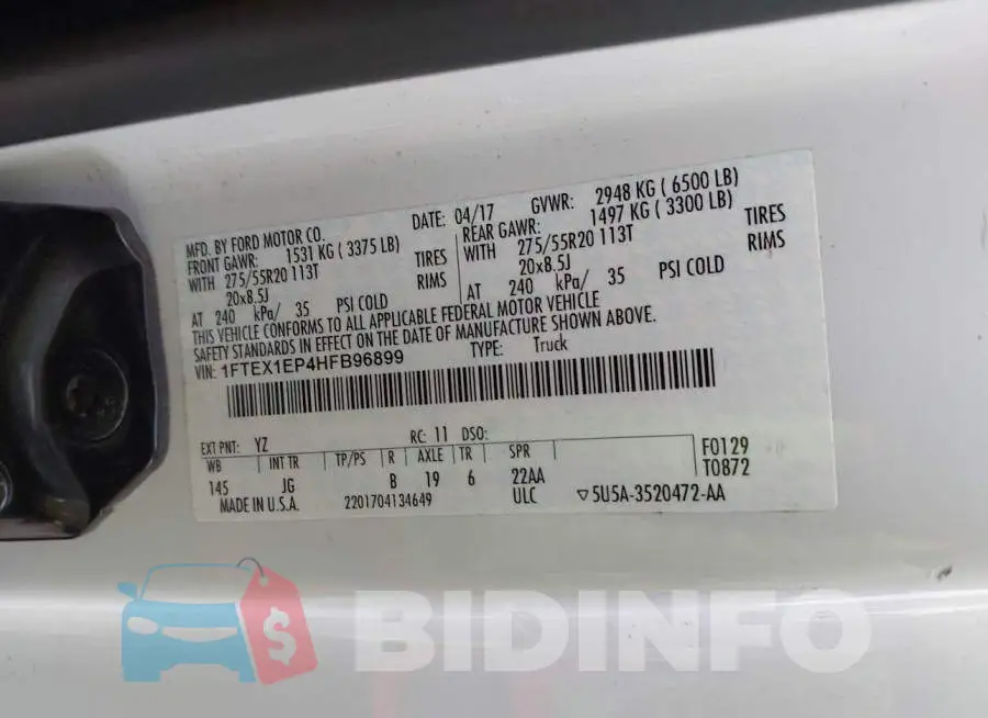 1FTEX1EP4HFB96899 Photo# 9