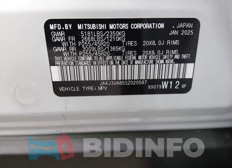 JA4J3VA85SZ020587 Photo# 9