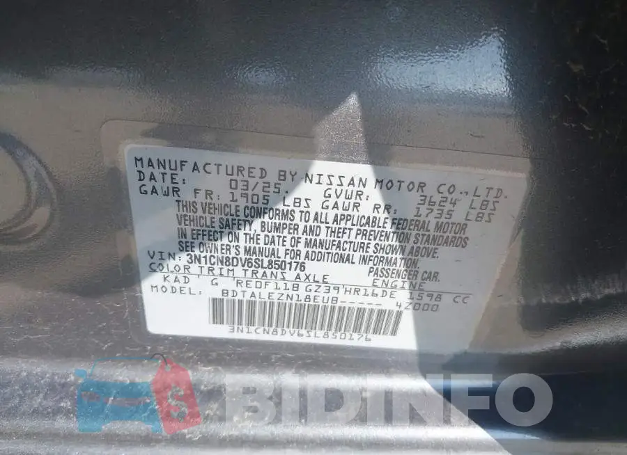 3N1CN8DV6SL850176 Photo# 9