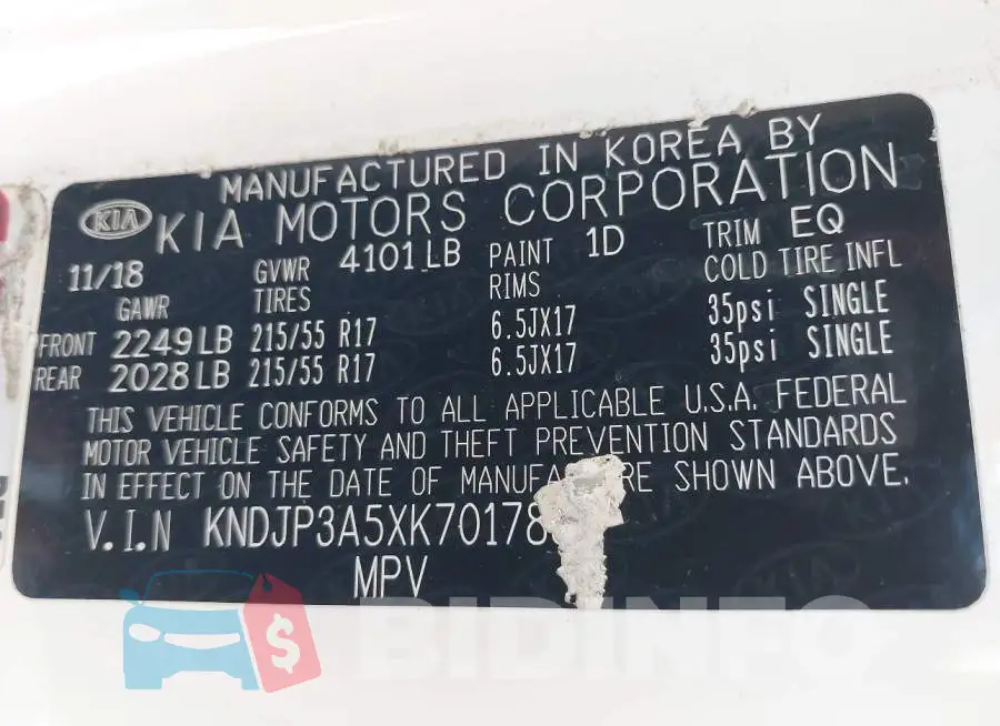 KNDJP3A5XK7017880 Photo# 20