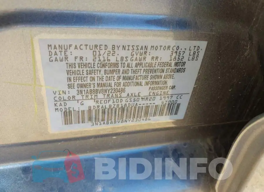 3N1AB8BV8NY230486 Photo# 9