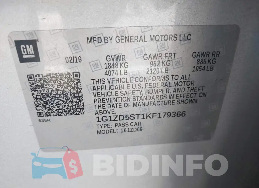 1G1ZD5ST1KF179366 Photo# 9