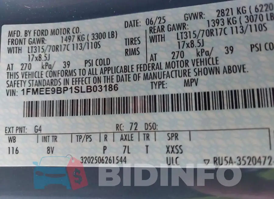 1FMEE9BP1SLB03186 Photo# 9