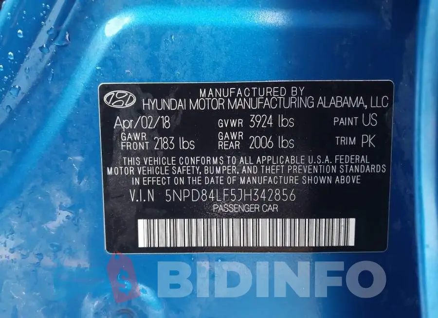 5NPD84LF5JH342856 Photo# 9