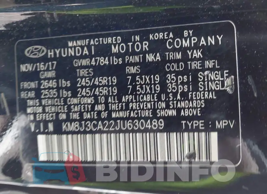 KM8J3CA22JU630489 Photo# 9