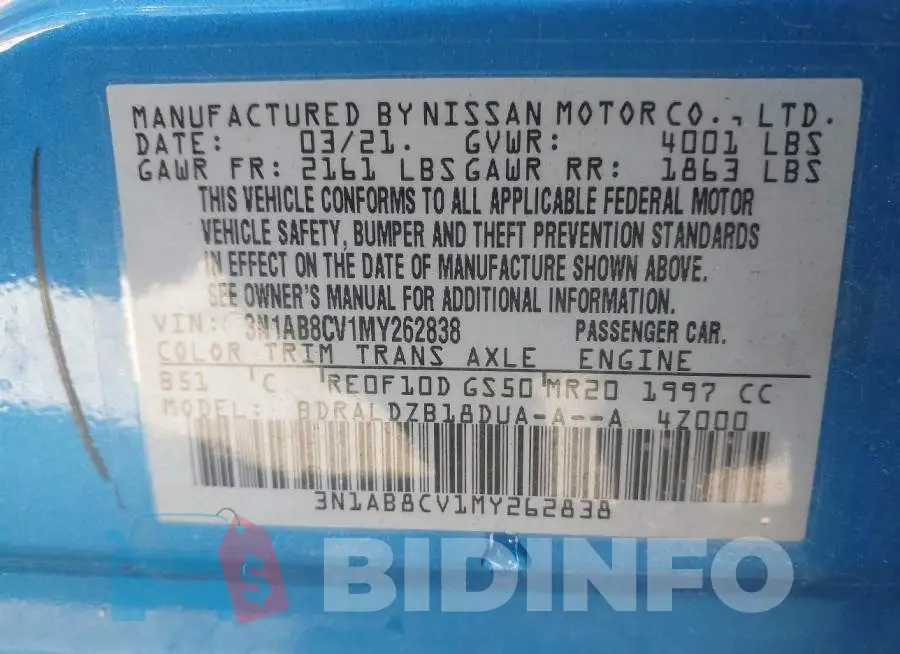 3N1AB8CV1MY262838 Photo# 9